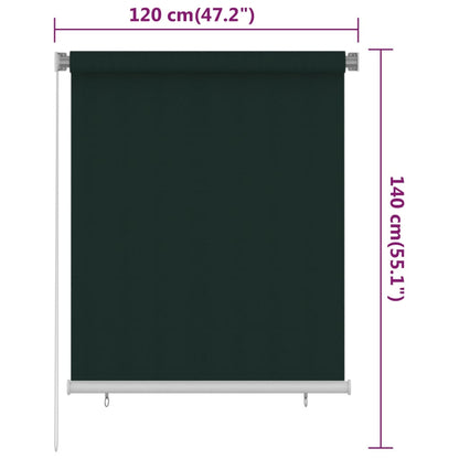 Rolgordijn voor buiten 120x140 cm HDPE donkergroen