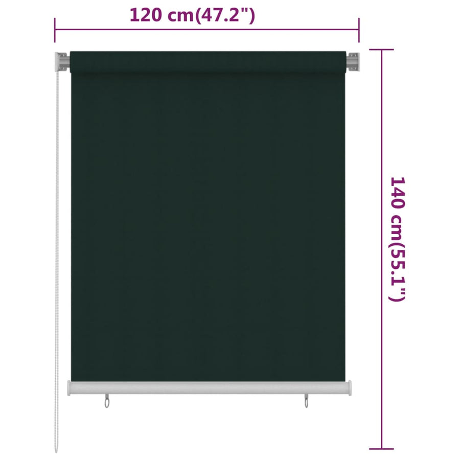 Rolgordijn voor buiten 120x140 cm HDPE donkergroen