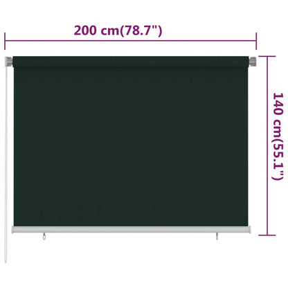 Rolgordijn voor buiten 200x140 cm HDPE donkergroen