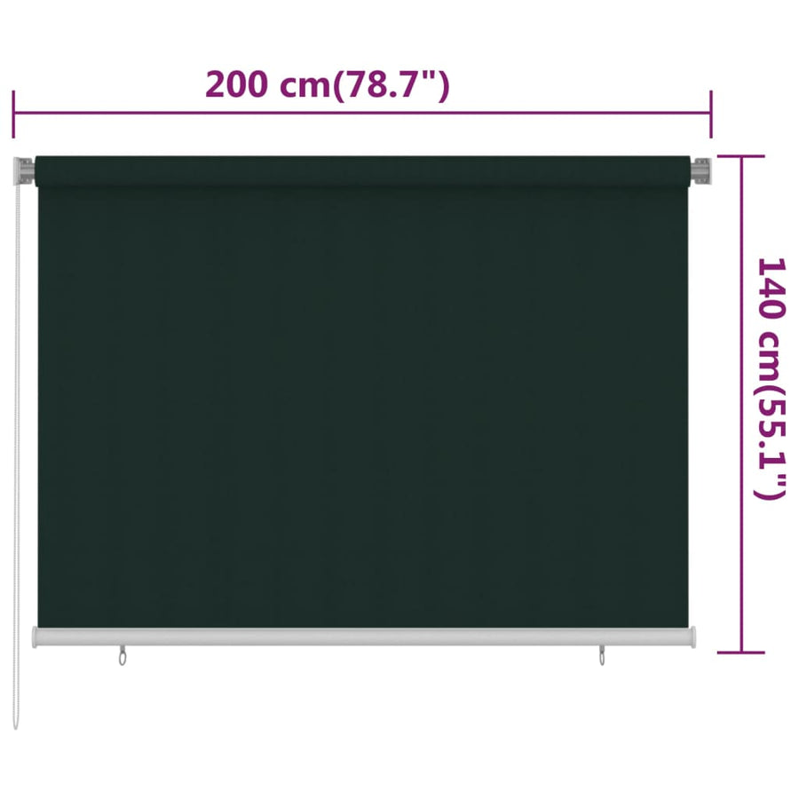 Rolgordijn voor buiten 200x140 cm HDPE donkergroen