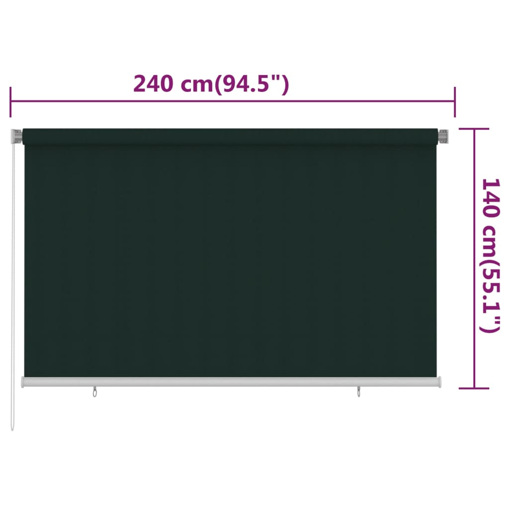 Rolgordijn voor buiten 240x140 cm HDPE donkergroen