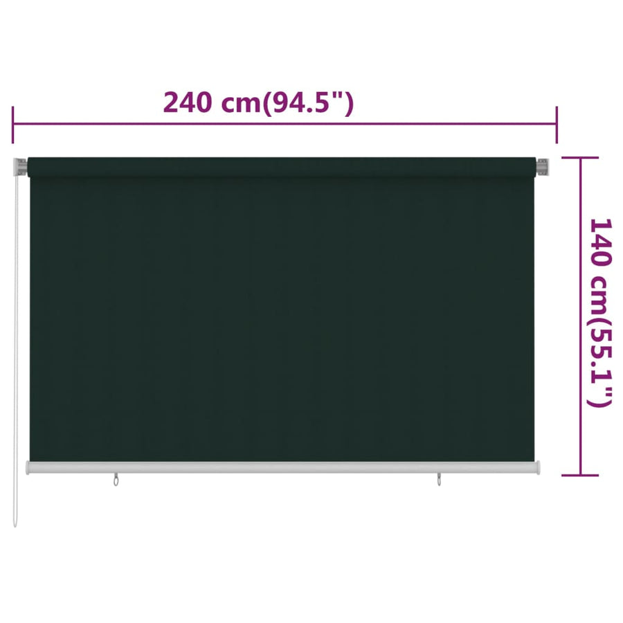 Rolgordijn voor buiten 240x140 cm HDPE donkergroen