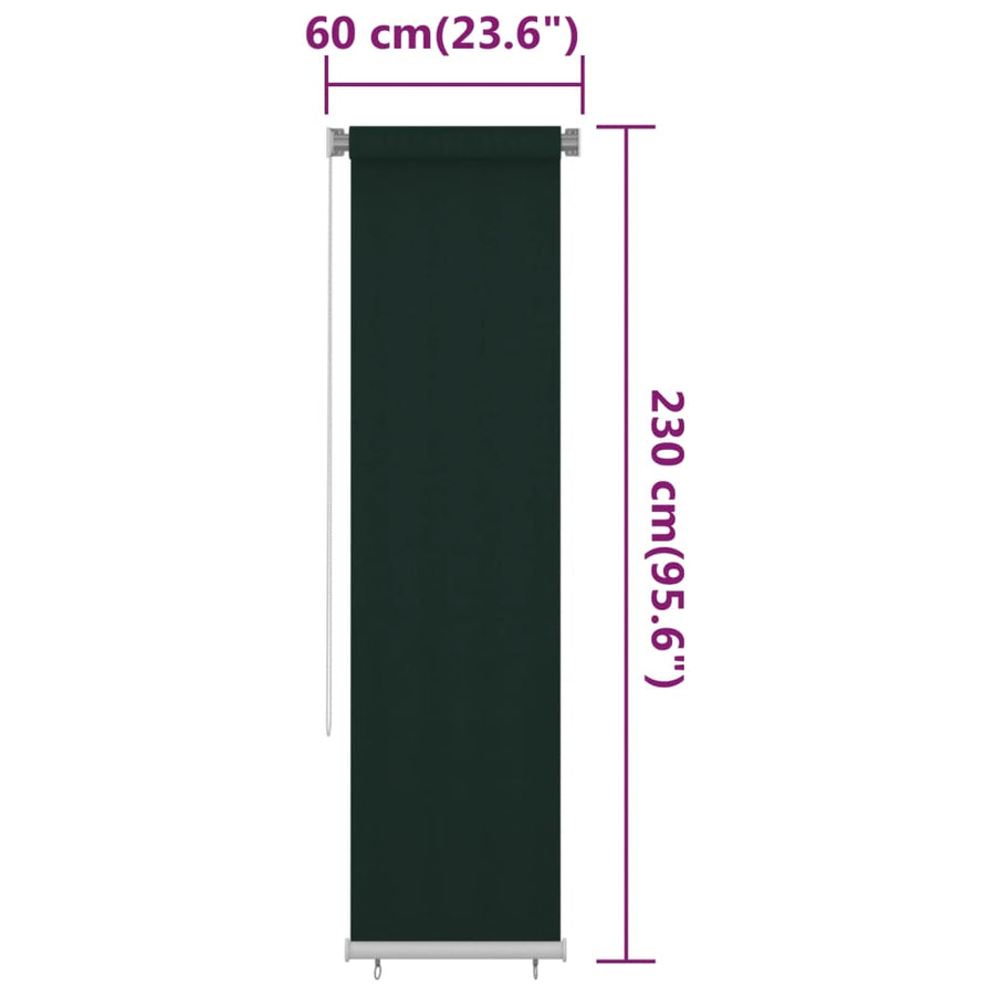 Rolgordijn voor buiten 60x230 cm HDPE donkergroen