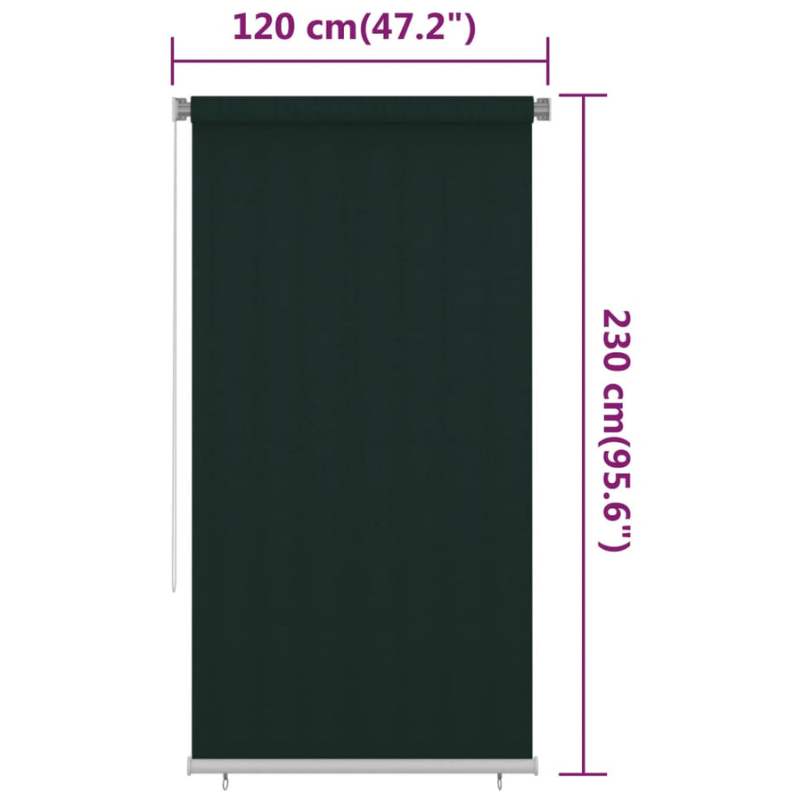 Rolgordijn voor buiten 120x230 cm HDPE donkergroen