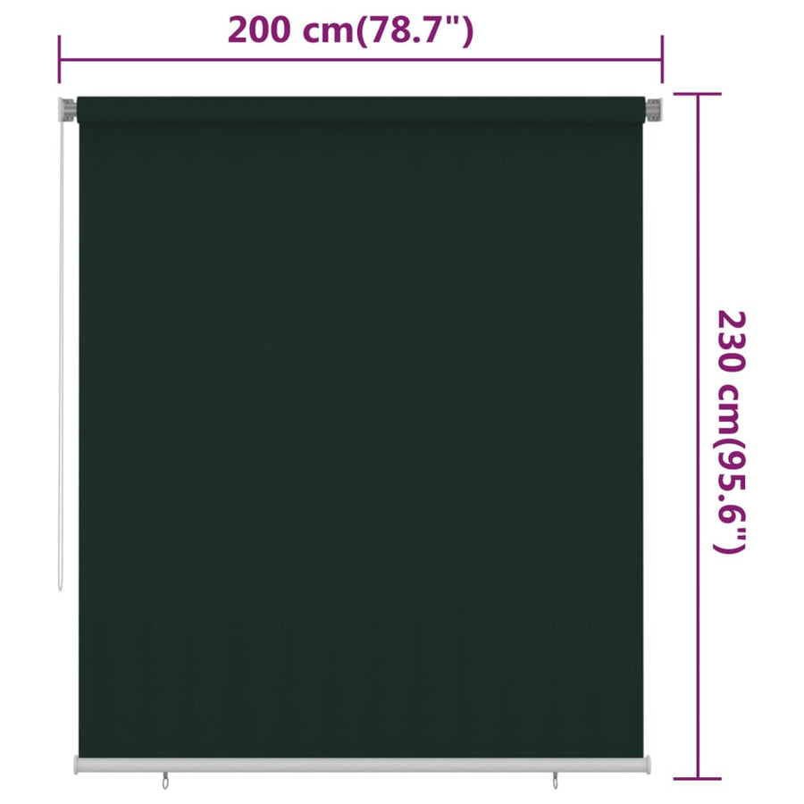 Rolgordijn voor buiten 200x230 cm HDPE donkergroen