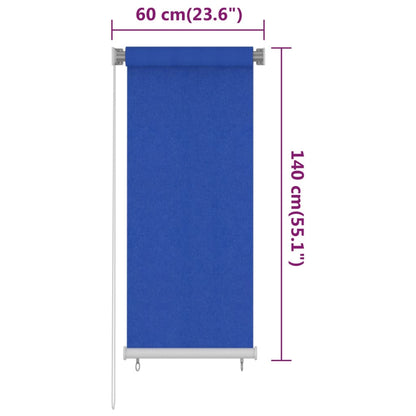 Rolgordijn voor buiten 60x140 cm HDPE blauw