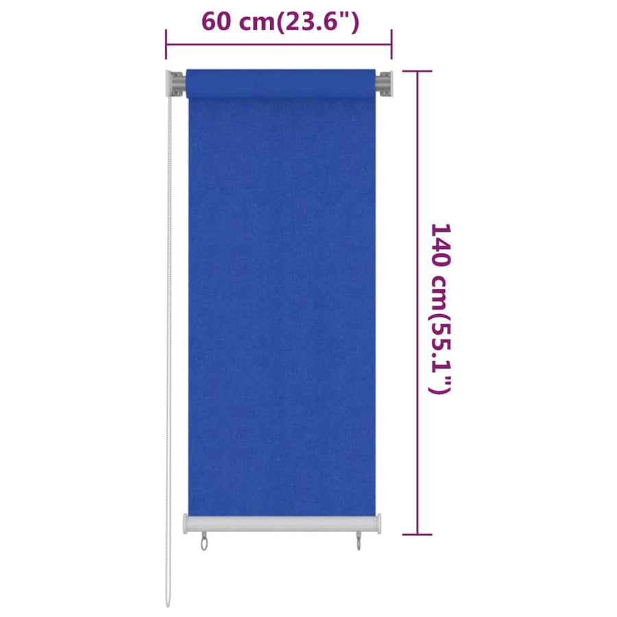Rolgordijn voor buiten 60x140 cm HDPE blauw