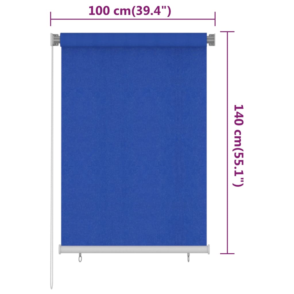 Rolgordijn voor buiten 100x140 cm HDPE blauw