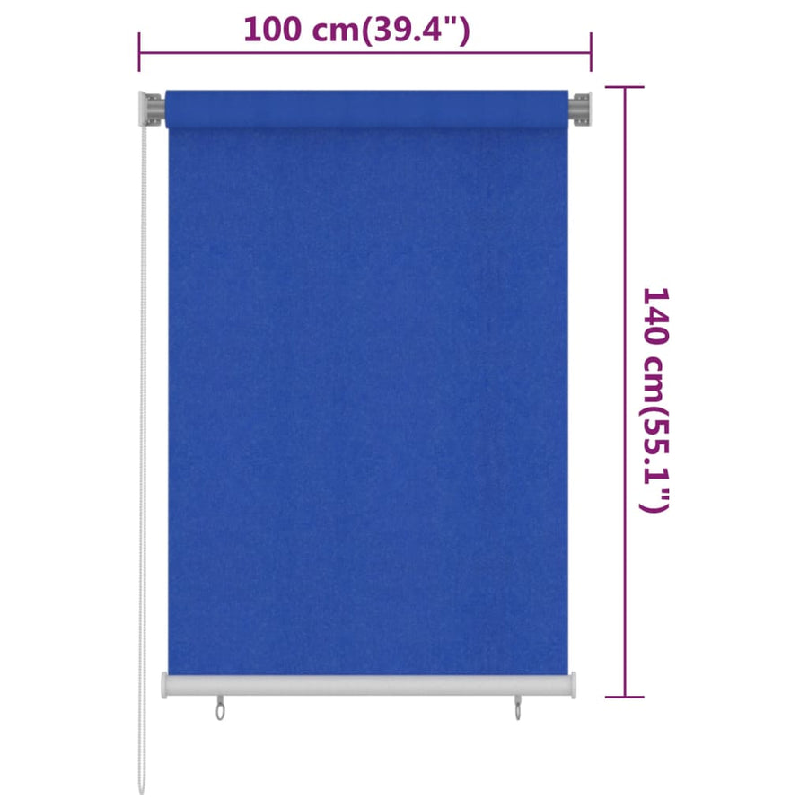 Rolgordijn voor buiten 100x140 cm HDPE blauw