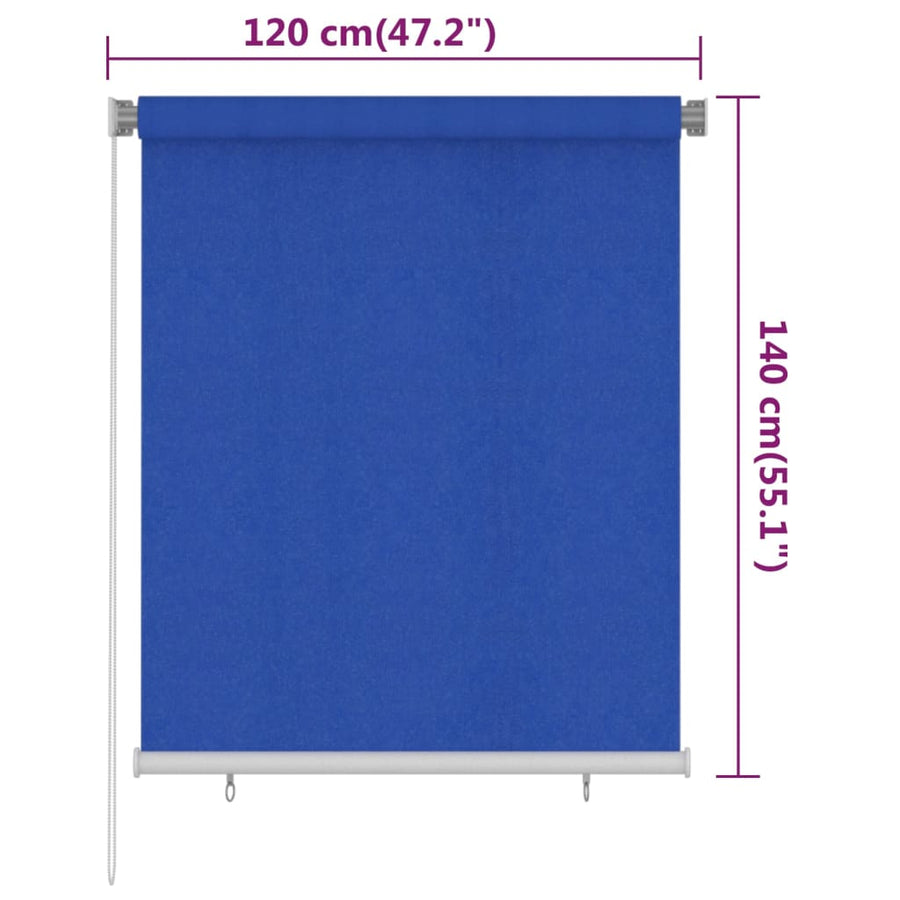 Rolgordijn voor buiten 120x140 cm HDPE blauw