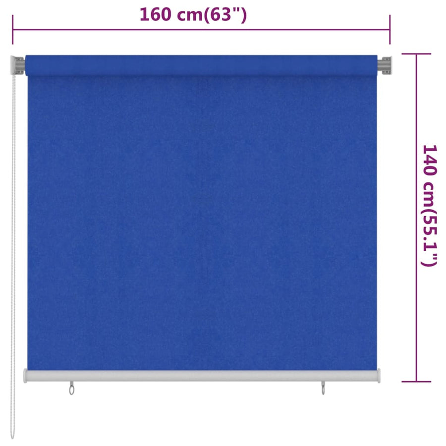 Rolgordijn voor buiten 160x140 cm HDPE blauw