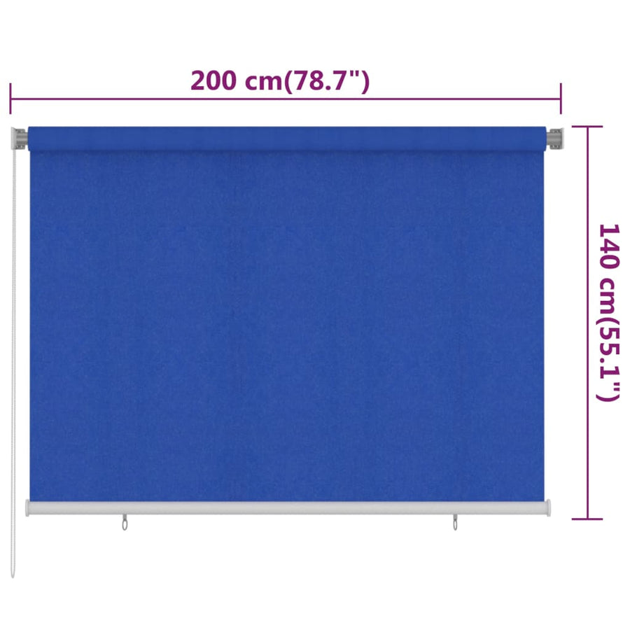 Rolgordijn voor buiten 200x140 cm HDPE blauw