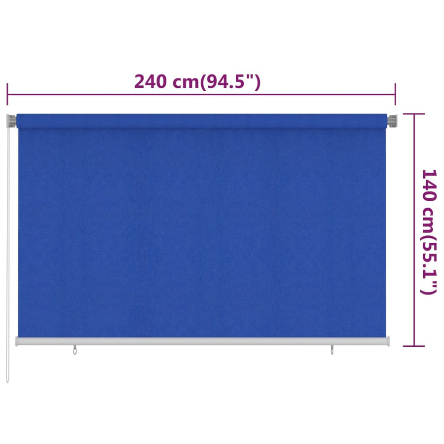Rolgordijn voor buiten 240x140 cm HDPE blauw