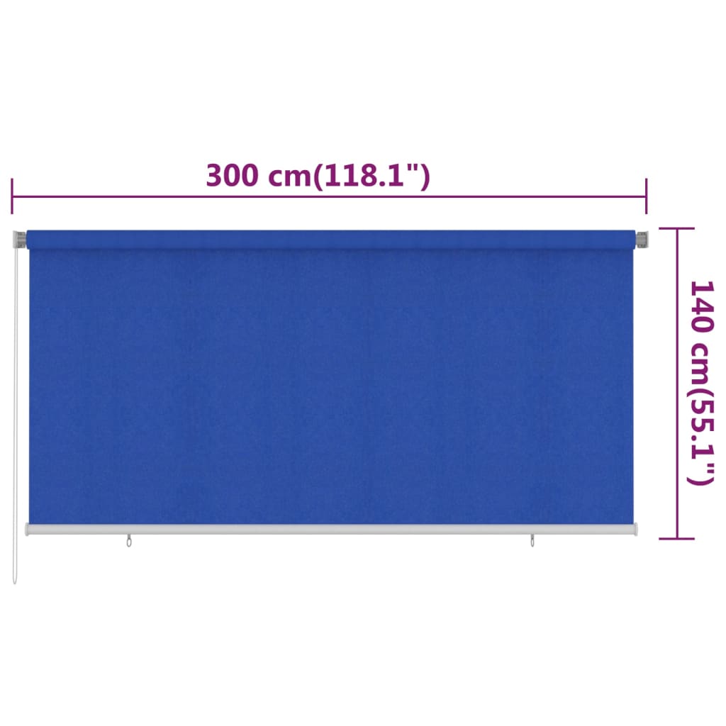 Rolgordijn voor buiten 300x140 cm HDPE blauw