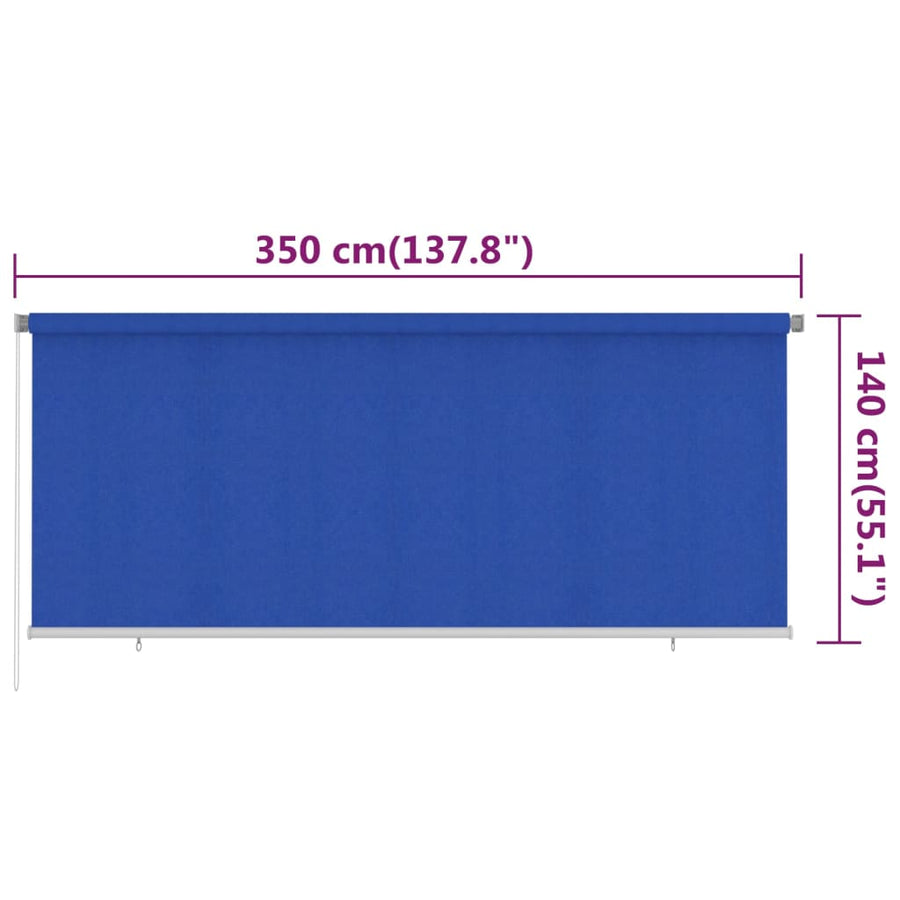 Rolgordijn voor buiten 350x140 cm HDPE blauw