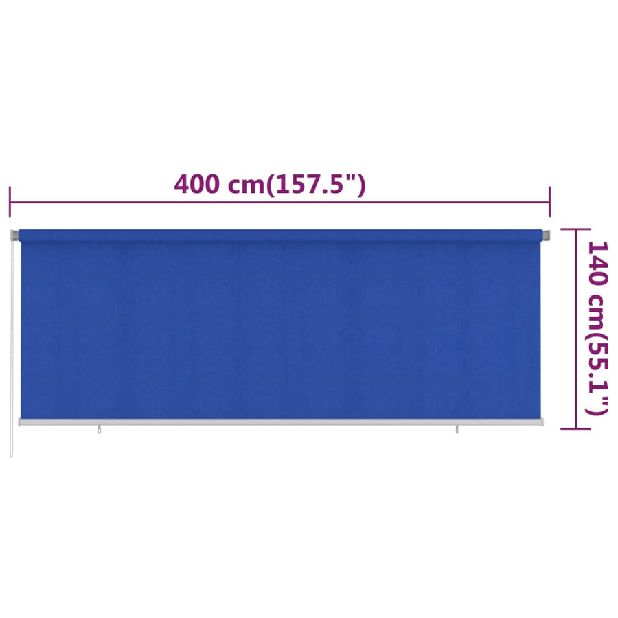 Rolgordijn voor buiten 400x140 cm HDPE blauw