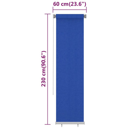 Rolgordijn voor buiten 60x230 cm HDPE blauw