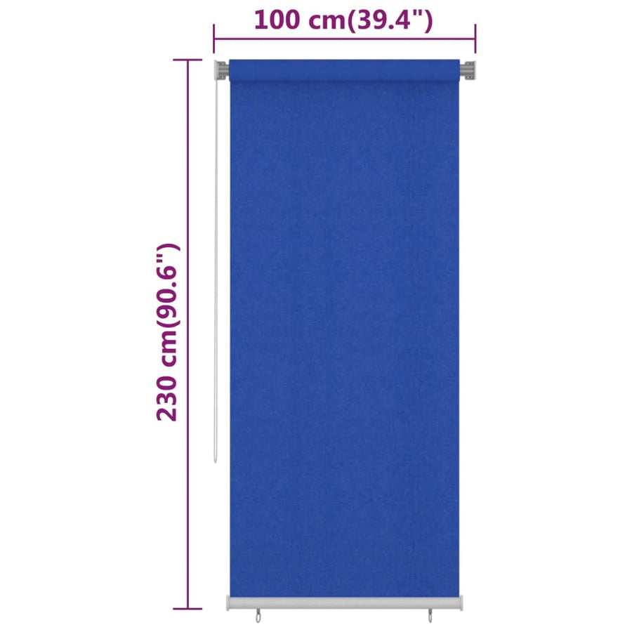 Rolgordijn voor buiten 100x230 cm HDPE blauw