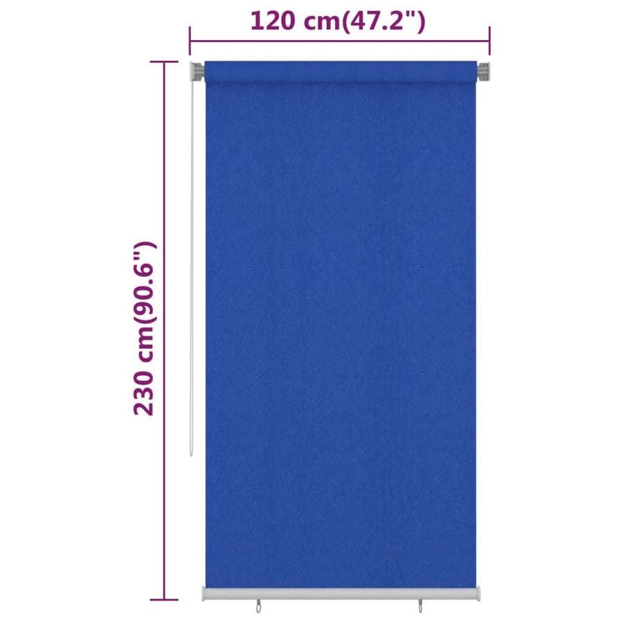 Rolgordijn voor buiten 120x230 cm HDPE blauw