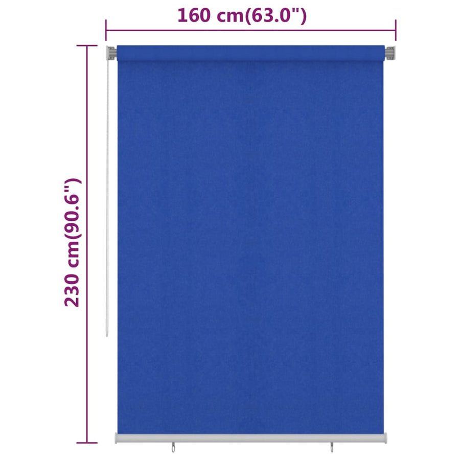 Rolgordijn voor buiten 160x230 cm HDPE blauw