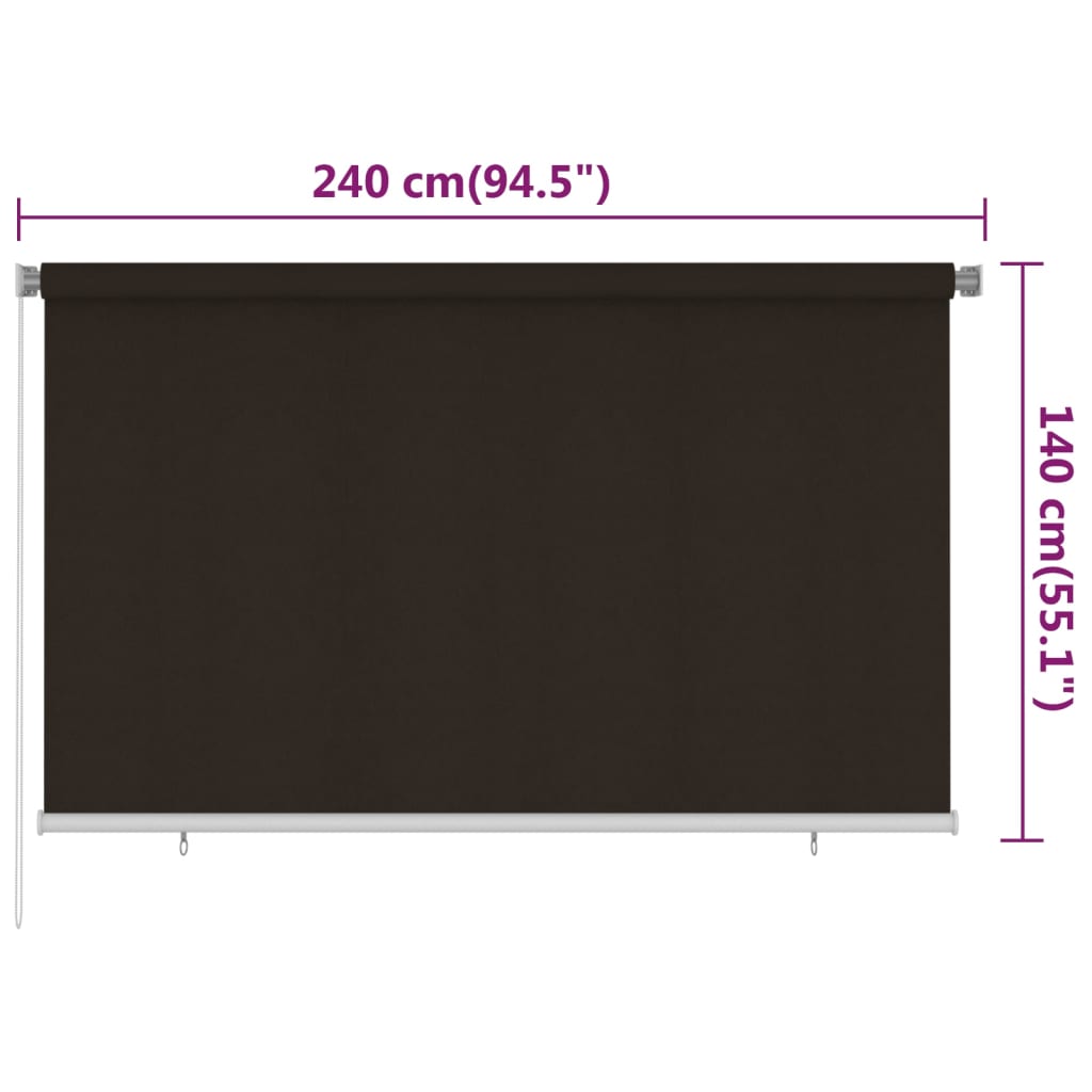 Rolgordijn Voor Buiten 240X140 Cm Hdpe Bruin 240 x 140 cm