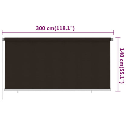 Rolgordijn voor buiten 300x140 cm HDPE bruin