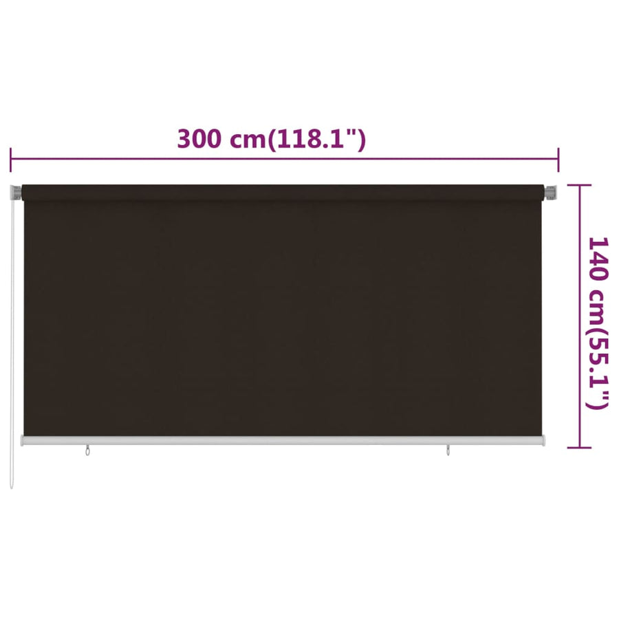 Rolgordijn voor buiten 300x140 cm HDPE bruin