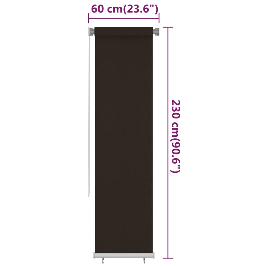 Rolgordijn voor buiten 60x230 cm HDPE bruin