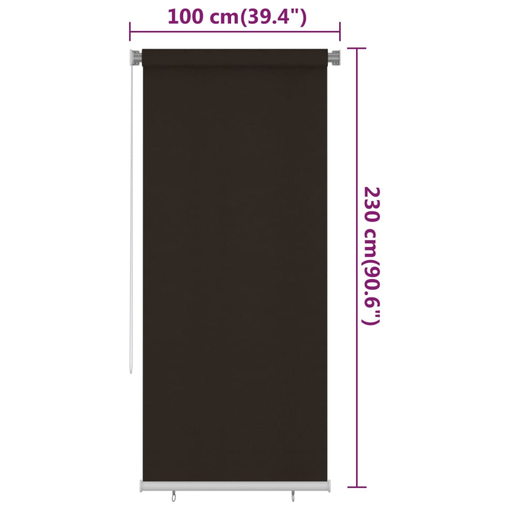Rolgordijn voor buiten 100x230 cm HDPE bruin