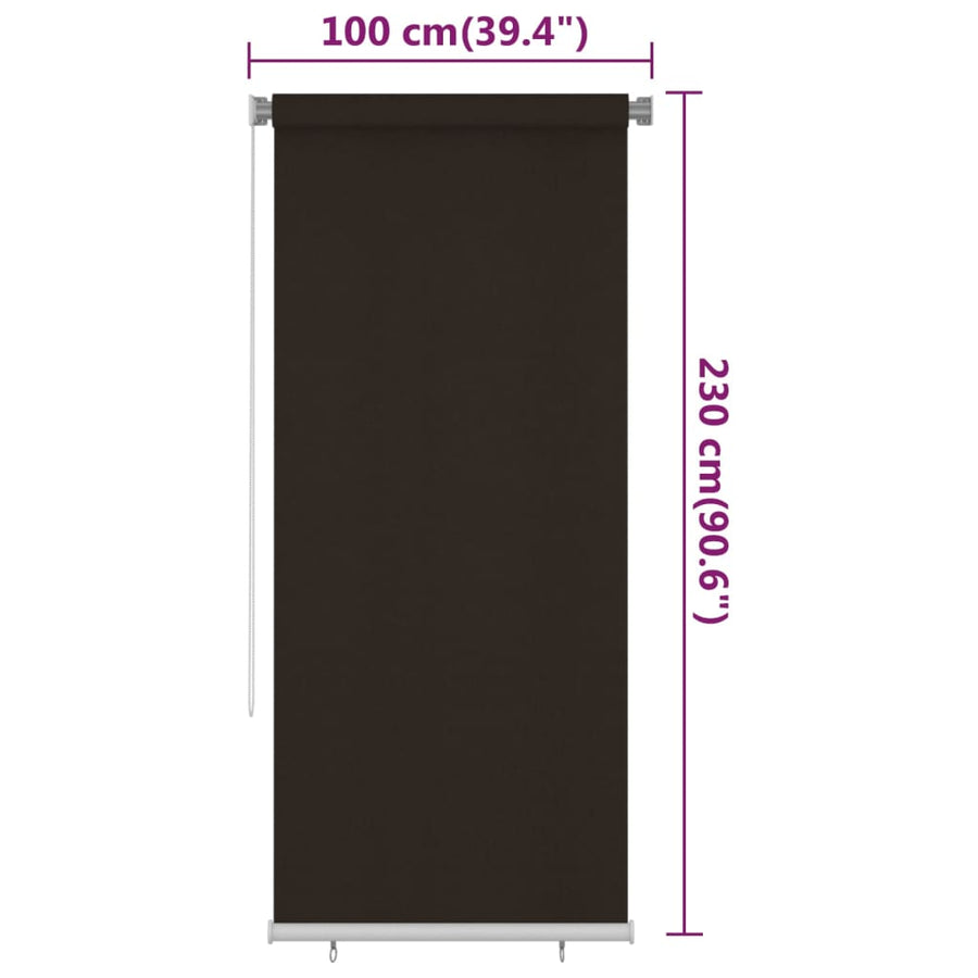 Rolgordijn voor buiten 100x230 cm HDPE bruin