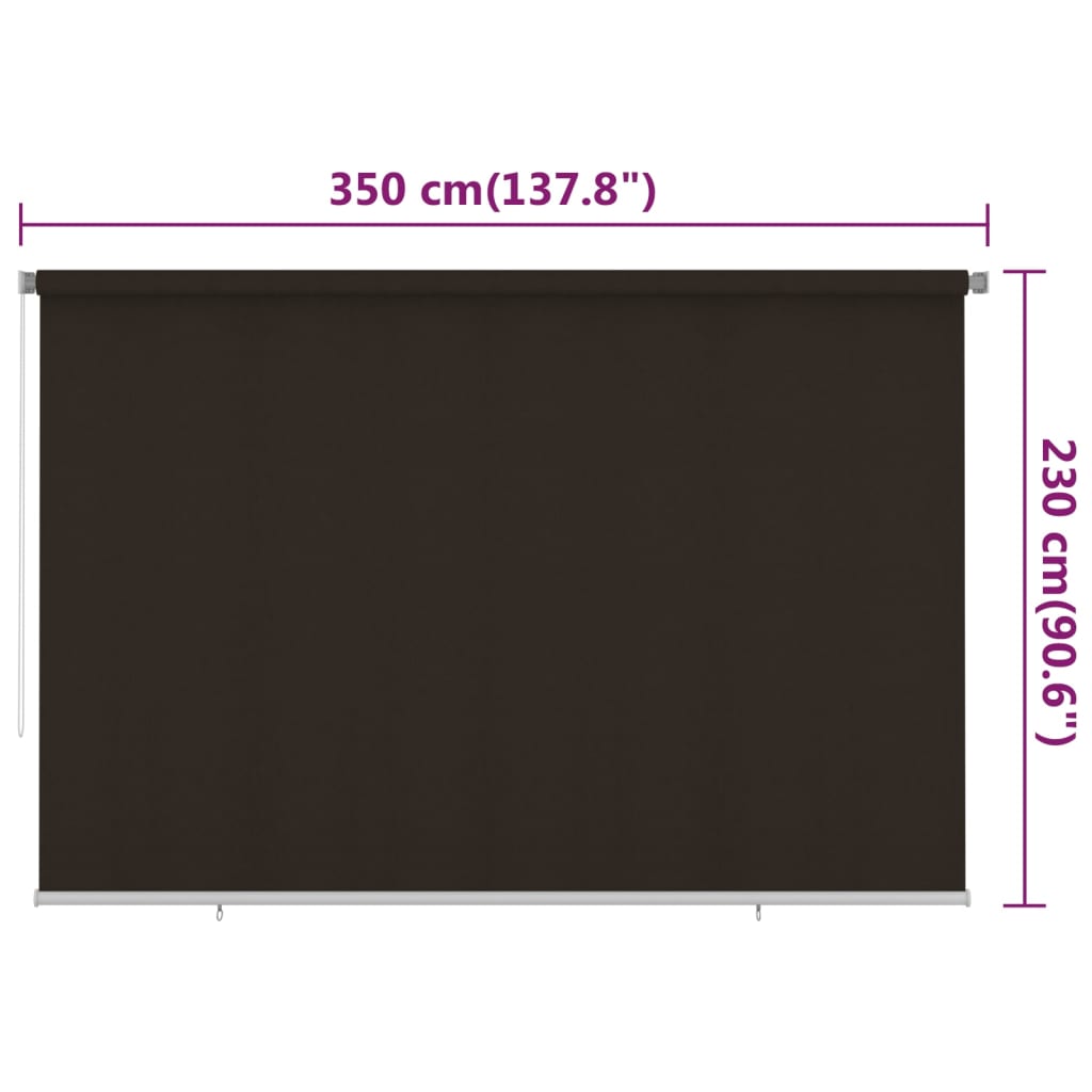 Rolgordijn voor buiten 350x230 cm HDPE bruin