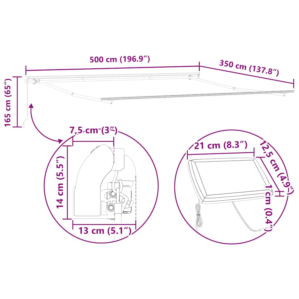 Markies met Handmatig Wit 5 × 3,5 m Metaal