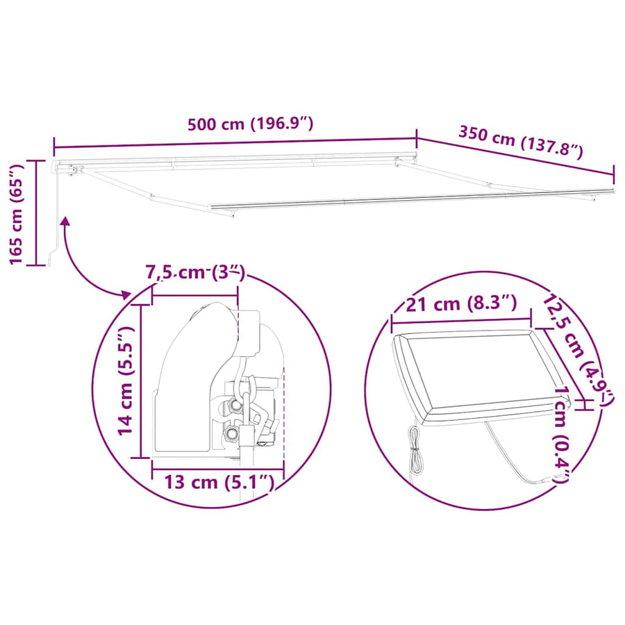 Markies met Handmatig Wit 5 × 3,5 m Metaal