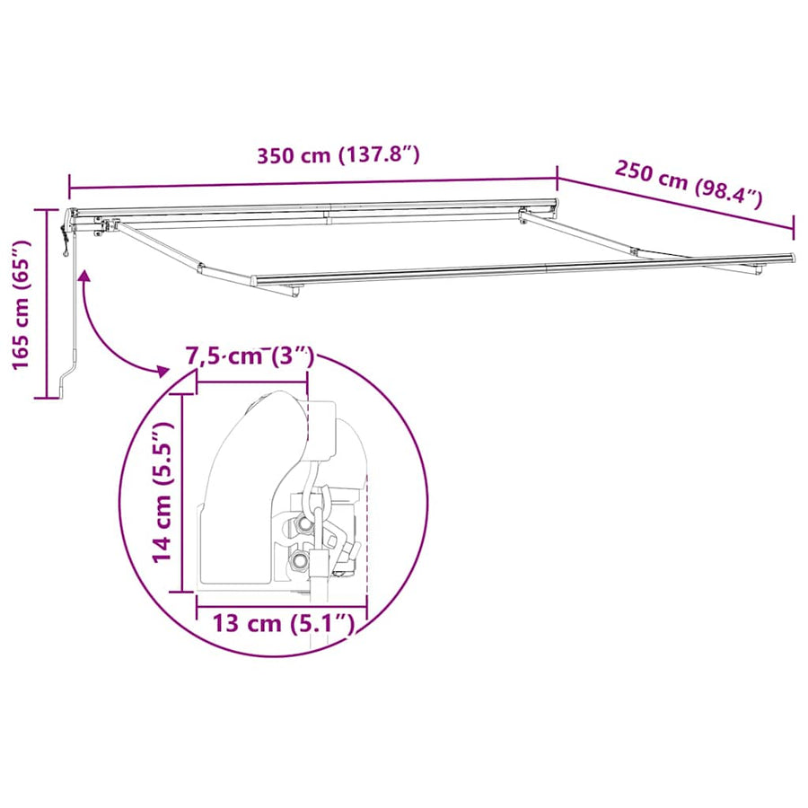 Markies Handmatig Wit 3,5 x 2,5 m Metaal