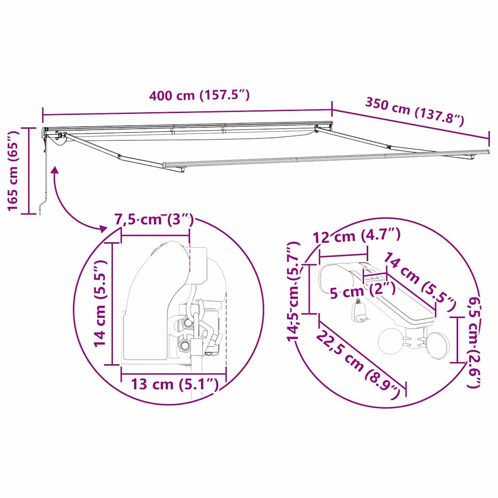 Markies Met Metaal 4 × 3,5 m Wit Elektrisch (met LED en weersensor)