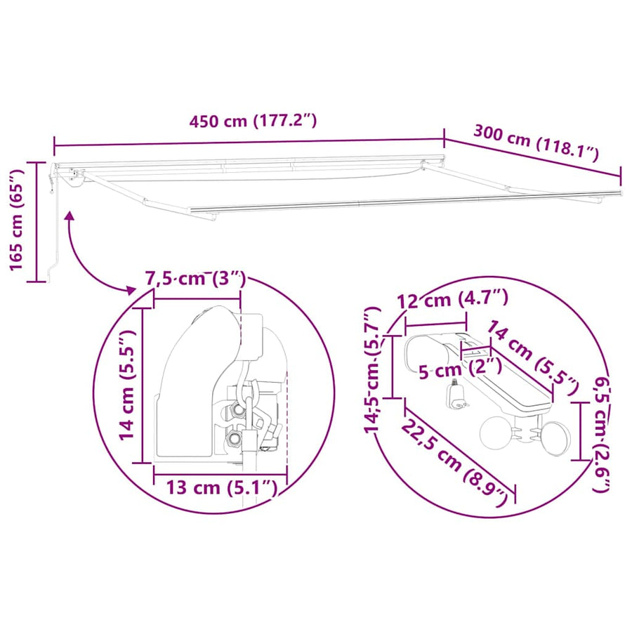 Markies met Antraciet 4,5 × 3 m Metaal