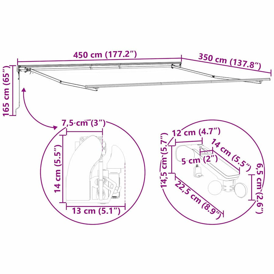 Markies met Antraciet 4,5 × 3,5 m Metaal