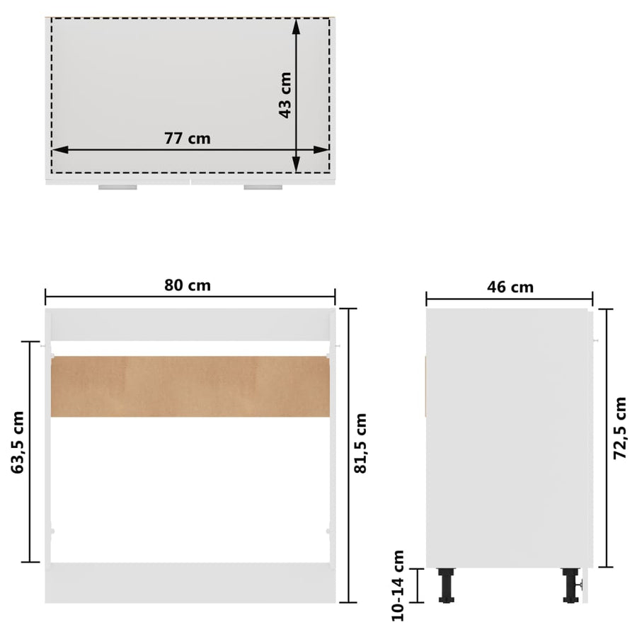 Wastafelonderkast 80x46x81,5 cm bewerkt hout wit Wastafelonderkast