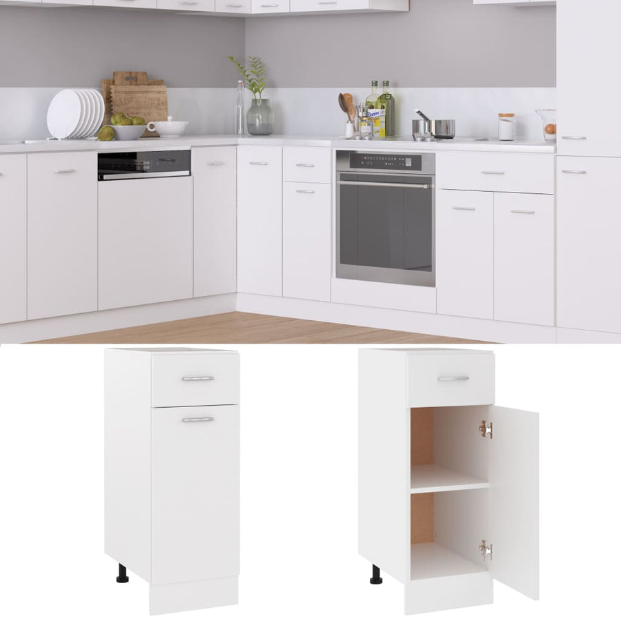 Onderkast met lade 30x46x81,5 cm bewerkt hout wit Wit