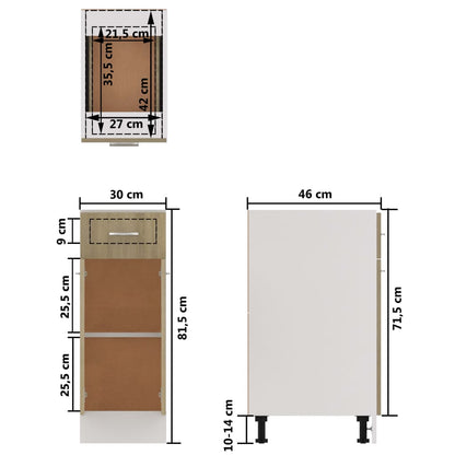 Onderkast met lade 30x46x81,5 cm spaanplaat sonoma eikenkleurig Sonoma eiken