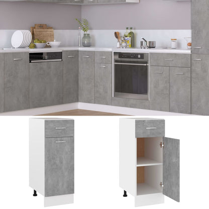 Onderkast met lade 30x46x81,5 cm bewerkt hout betongrijs Onderkast met lade 30 cm