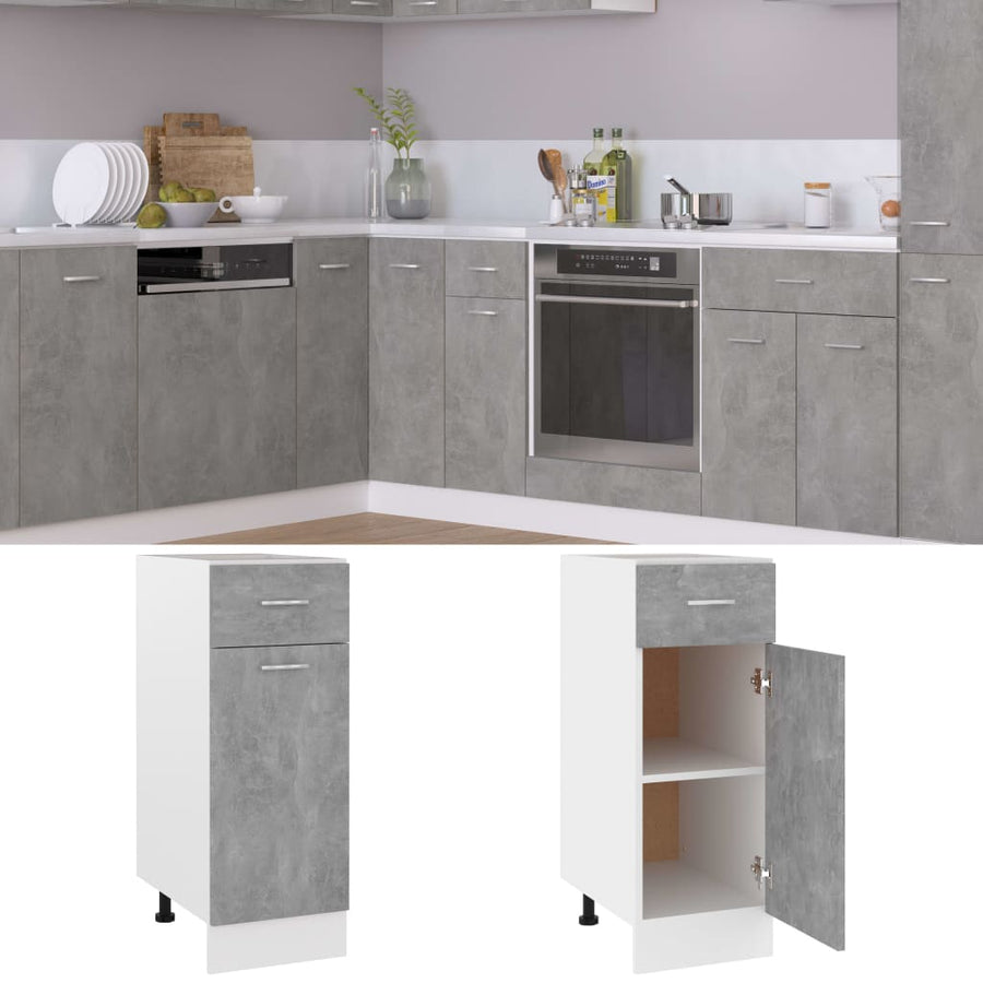 Onderkast met lade 30x46x81,5 cm bewerkt hout betongrijs Onderkast met lade 30 cm