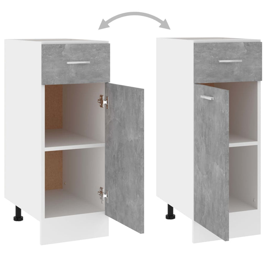 Onderkast met lade 30x46x81,5 cm bewerkt hout betongrijs Onderkast met lade 30 cm