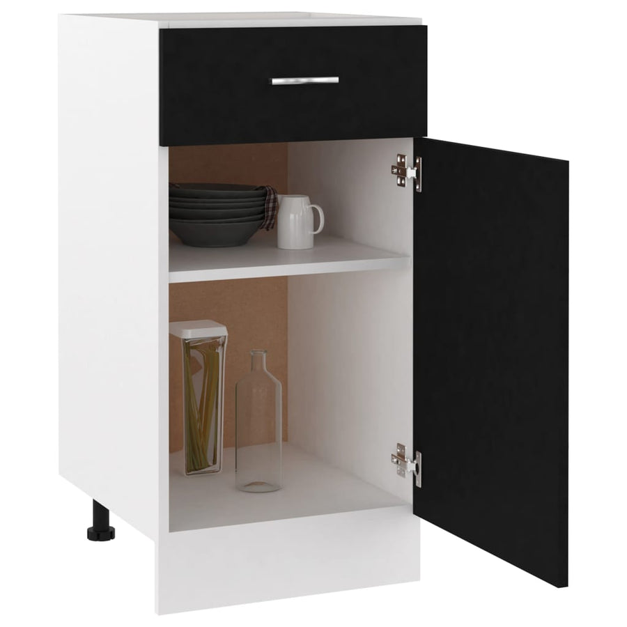 Onderkast met lade 40x46x81,5 cm bewerkt hout zwart Zwart