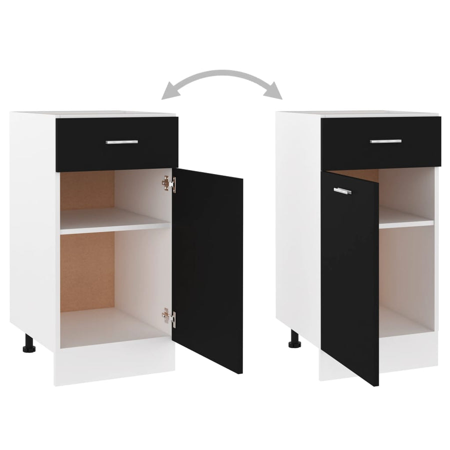 Onderkast met lade 40x46x81,5 cm bewerkt hout zwart Zwart