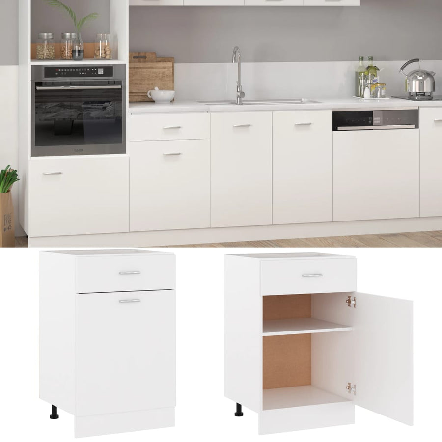 Onderkast met lade 50x46x81,5 cm bewerkt hout wit Onderkast met lade 50 cm