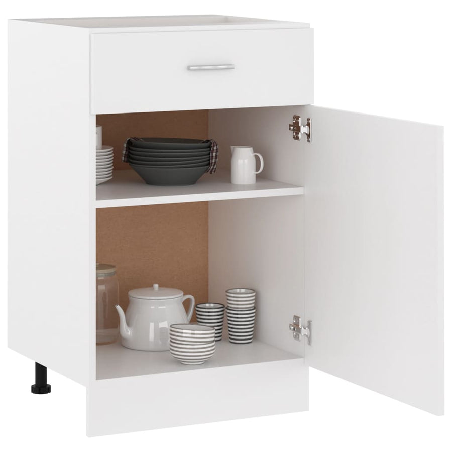 Onderkast met lade 50x46x81,5 cm bewerkt hout wit Onderkast met lade 50 cm