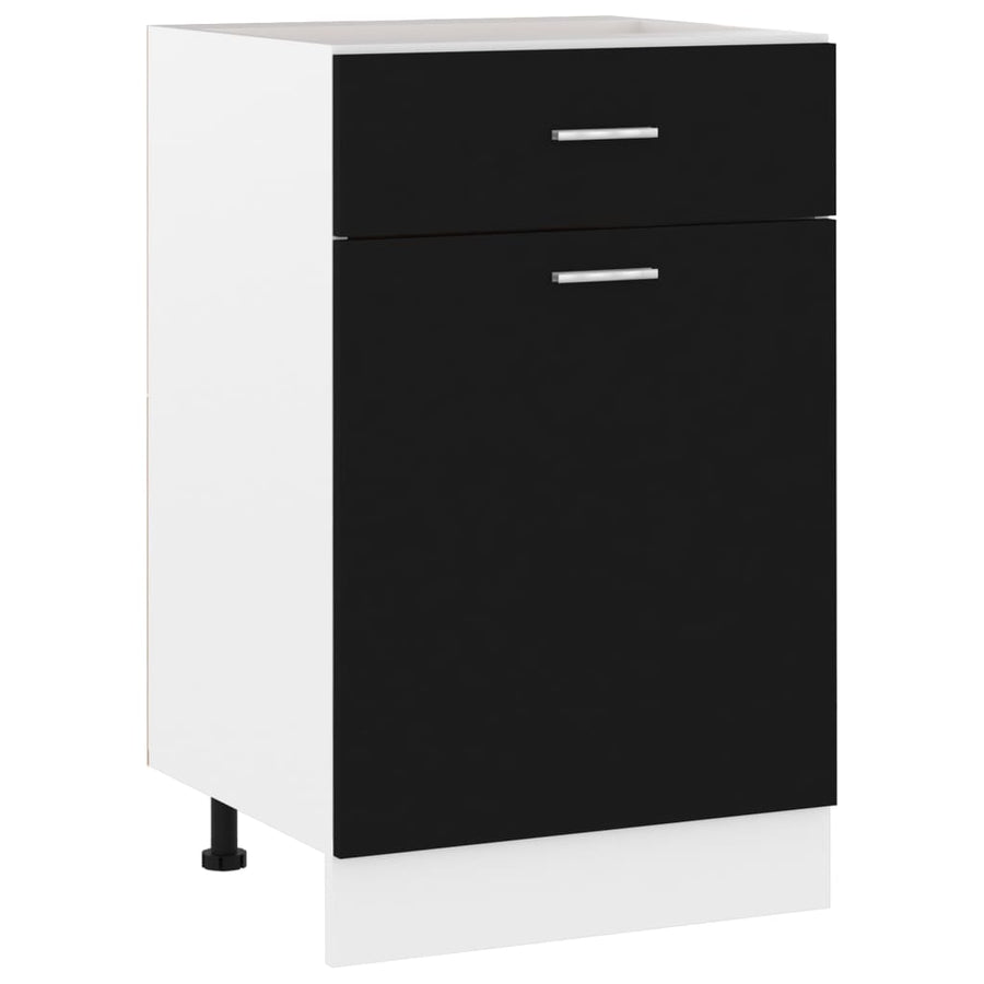 Onderkast met lade 50x46x81,5 cm bewerkt hout zwart Onderkast met lade 50 cm