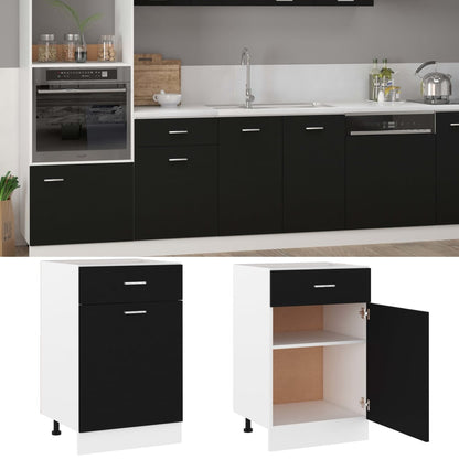 Onderkast met lade 50x46x81,5 cm bewerkt hout zwart Onderkast met lade 50 cm