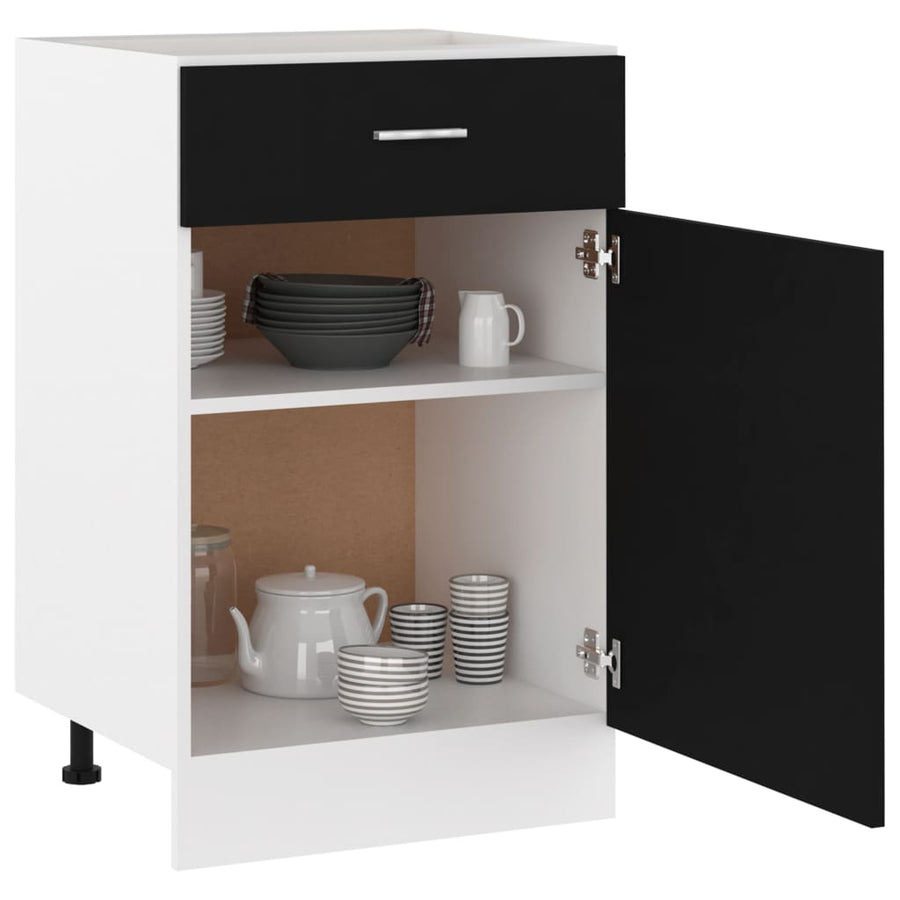 Onderkast met lade 50x46x81,5 cm bewerkt hout zwart Onderkast met lade 50 cm